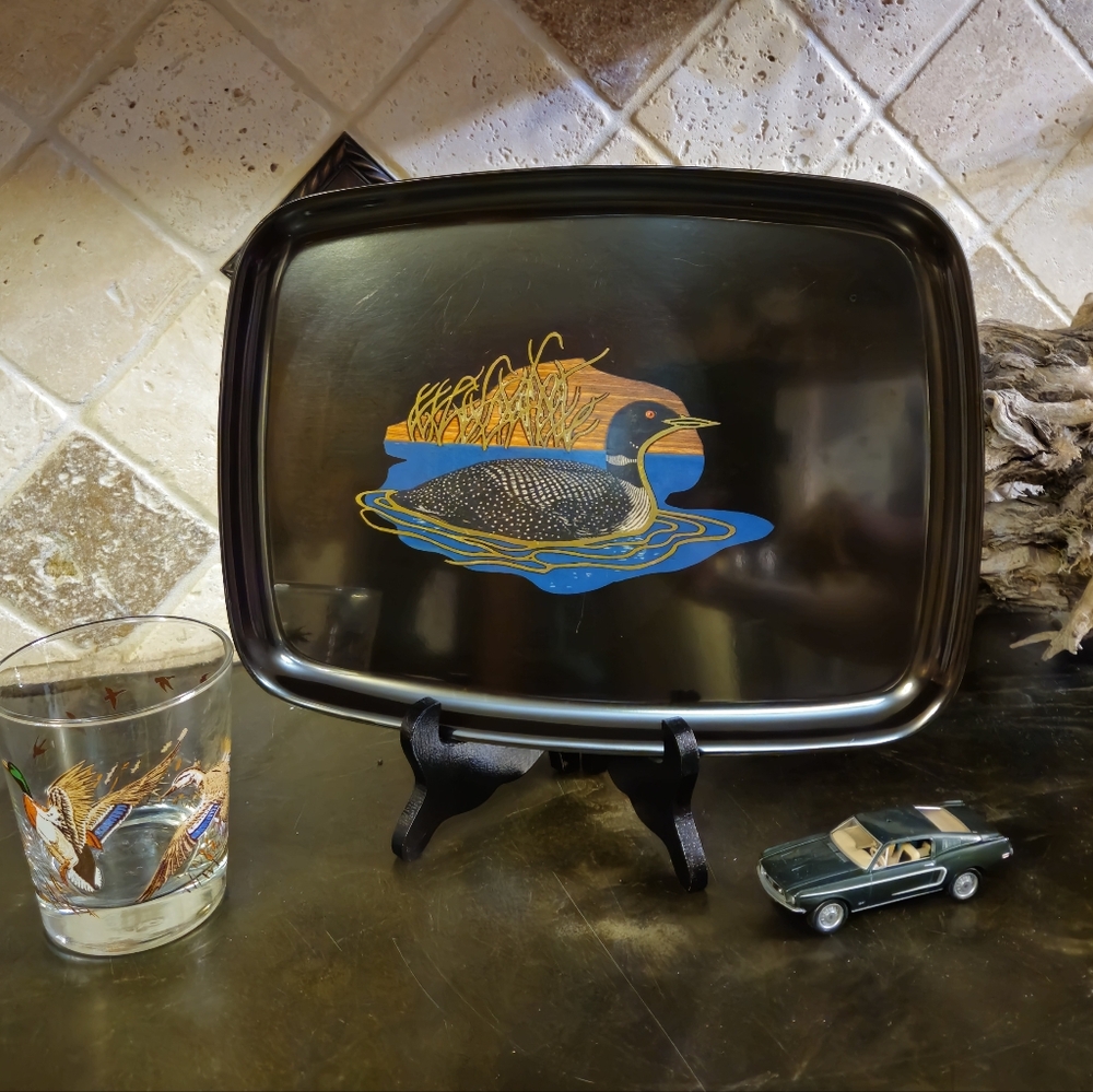 Vintage Couroc Loon Serving Tray